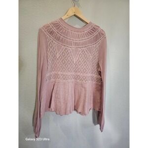 Women's Free People szL, light brown gauzy blouse, NWOT